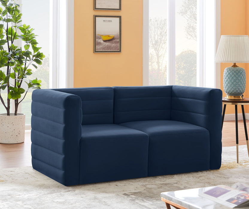Quincy 63" Velvet Upholstered Comfort 2pc. Modular Loveseat