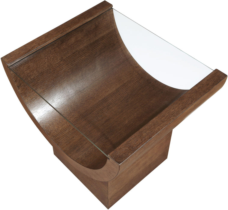 Beverwil Glass Top And Oak Veneer Base End / Side Table