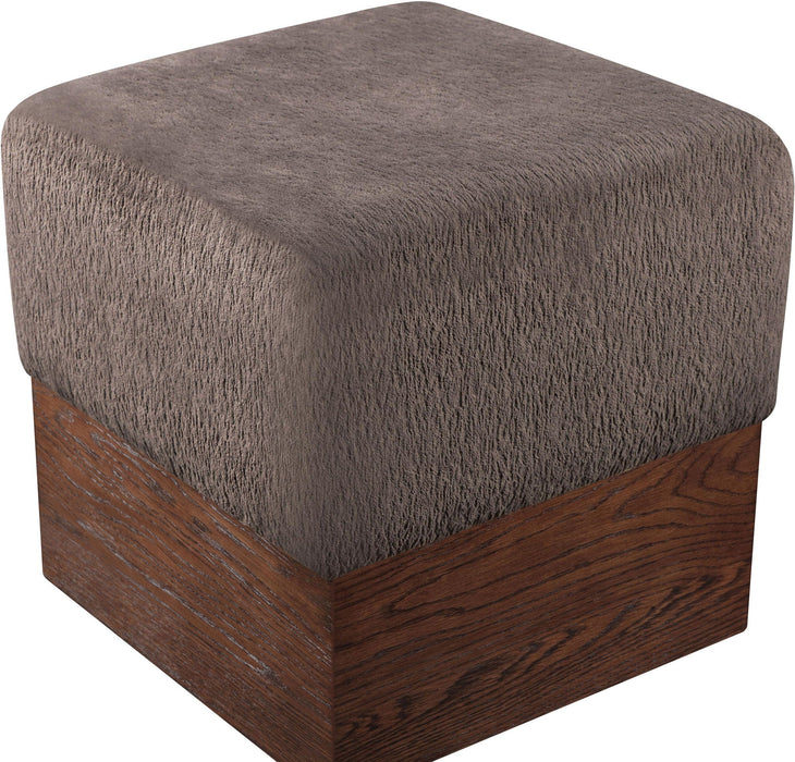 Havre Velour Fur Fabric Upholstered Ottoman