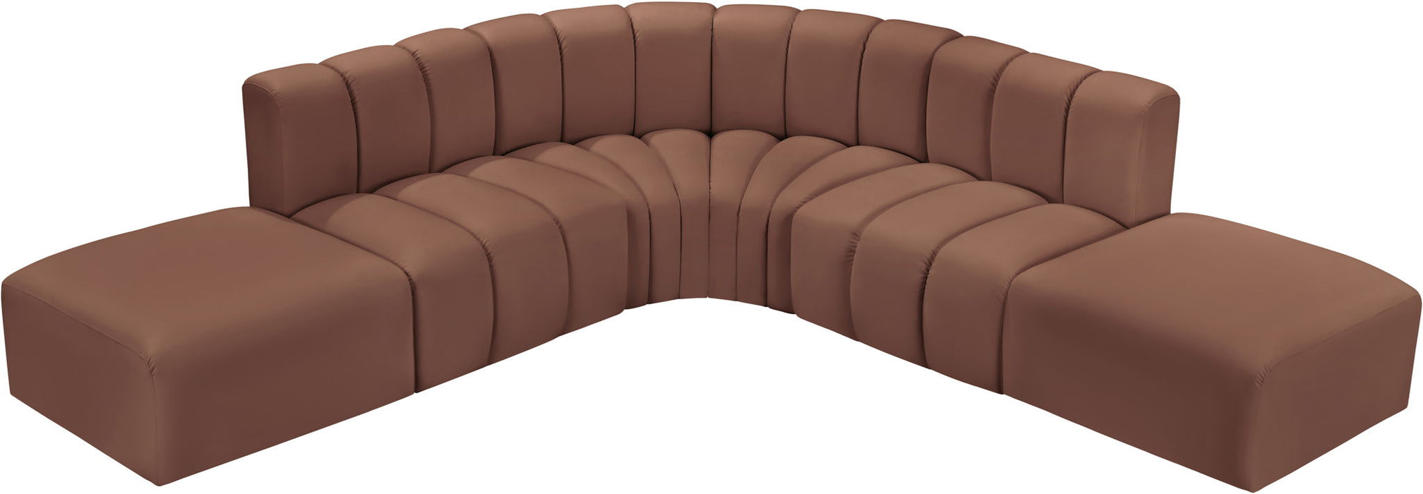 Arc 146" Vegan Leather Upholstered 6pc. Modular Sectional