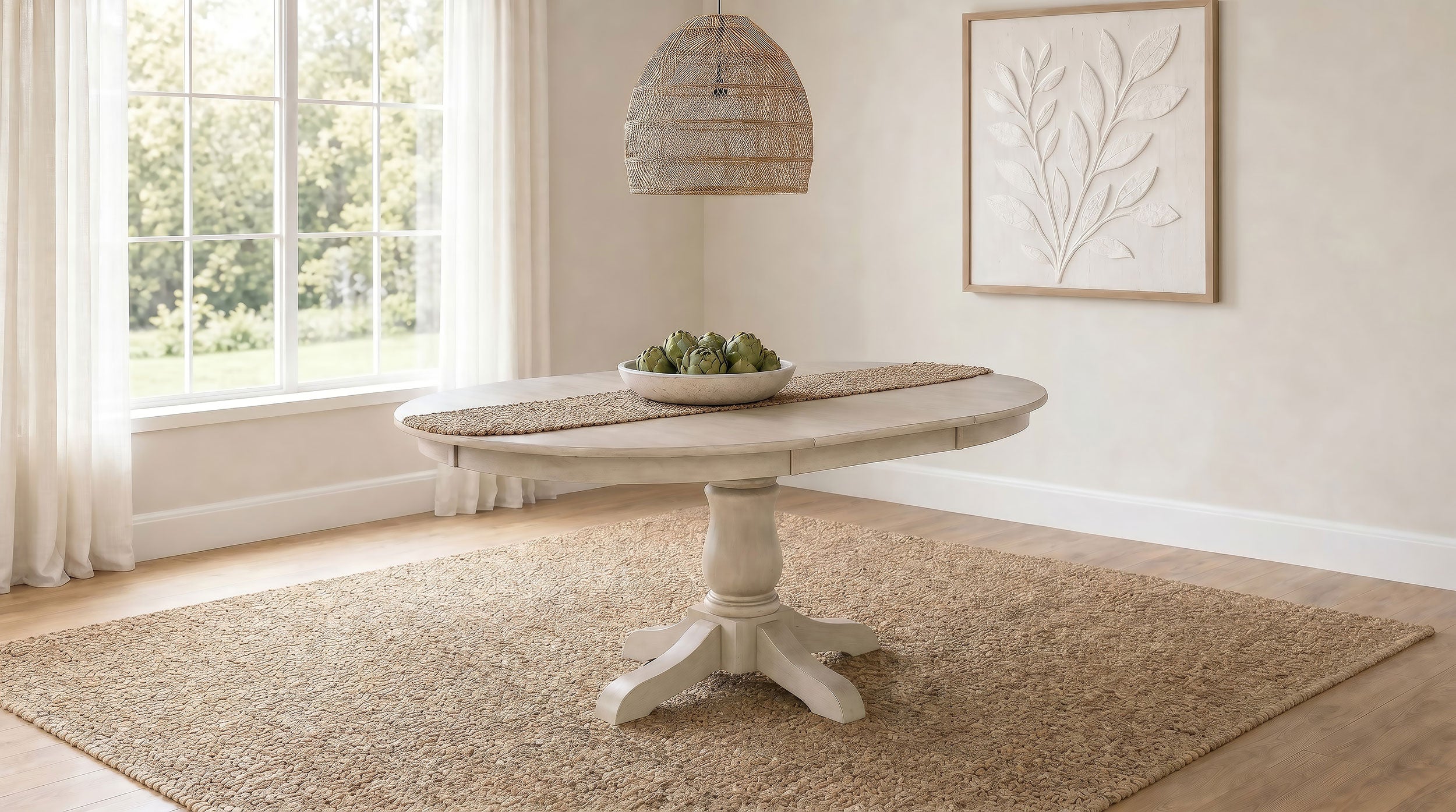 Orrison Oval 62-inch Wood Extension Leaf Dining Table Linen