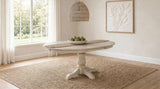 Mesa de comedor extensible de madera Orrison Oval de 62 pulgadas con tablero de lino