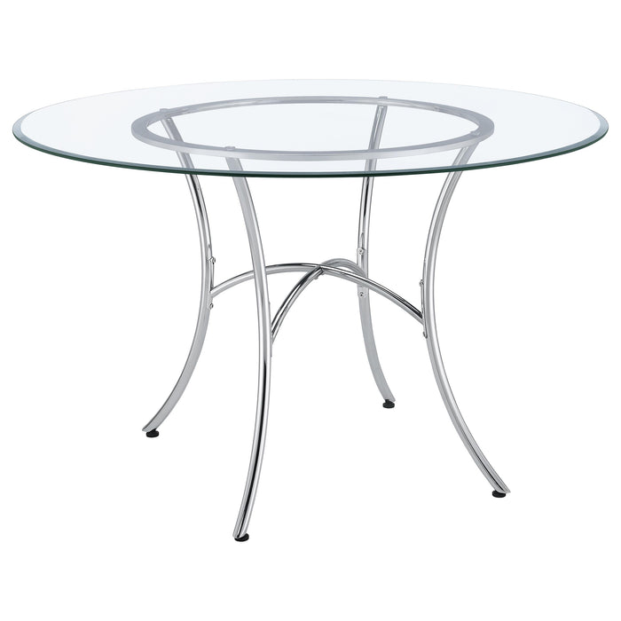 Kline 48-inch Round Glass Top Dining Table Matte Black