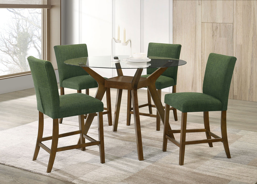 Paxton 5-piece Round Glass Top Counter Height Dining Set Beige