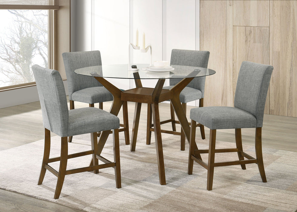 Paxton 5-piece Round Glass Top Counter Height Dining Set Beige