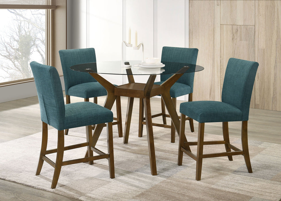 Paxton 5-piece Round Glass Top Counter Height Dining Set Beige