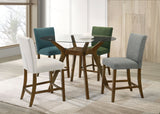Mesa de comedor Paxton redonda de 48 pulgadas con tapa de cristal y altura de mostrador, color marrón