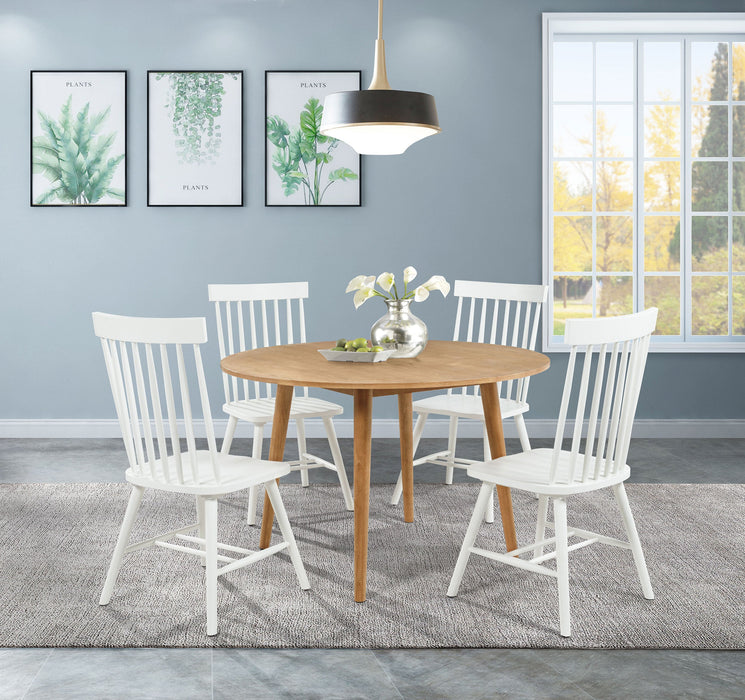 Andrews 5-piece Round Dining Table Set Light Ash and Black