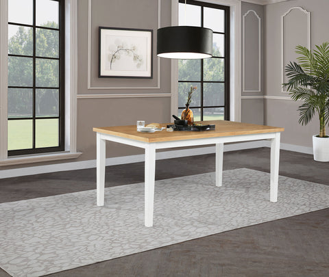 Mesa de comedor rectangular Andrews de 66 pulgadas en fresno claro y blanco