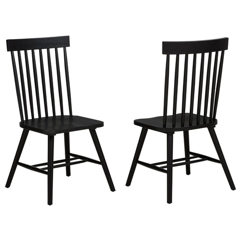 Silla auxiliar de comedor Andrews Windsor con respaldo de husillos, negra (juego de 2)