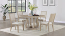 Trofello 5-Piece Farmhouse Round Pedestal Dining Set White Washed