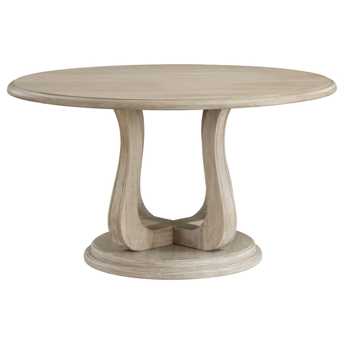 Trofello 5-Piece Farmhouse Round Pedestal Dining Set White Washed
