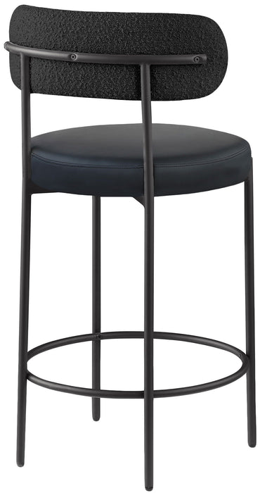 Beacon Vegan Leather And Boucle Fabric Upholstered Bar / Counter Stools