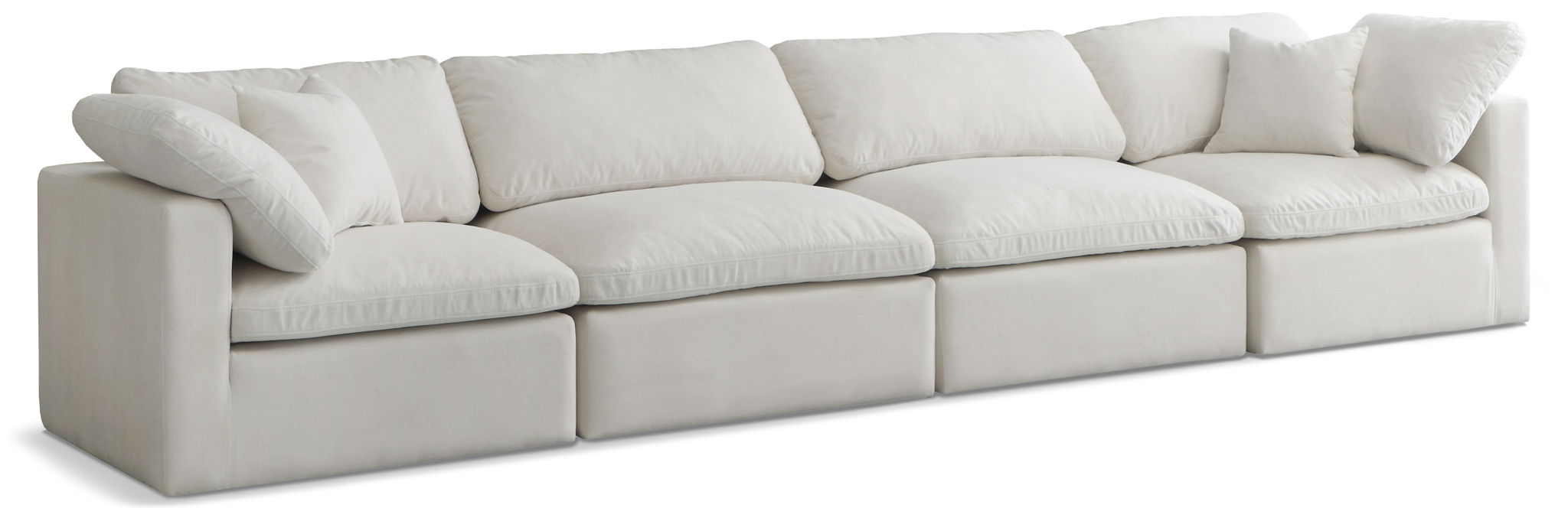 Plush 140" Velvet Upholstered Standard Comfort 4pc. Modular Sofa