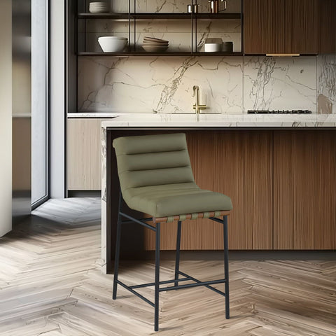 Burke Vegan Leather Upholstered Counter Stools