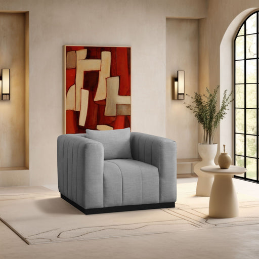Lucia Linen Textured Fabric Upholstered Living Room Chair