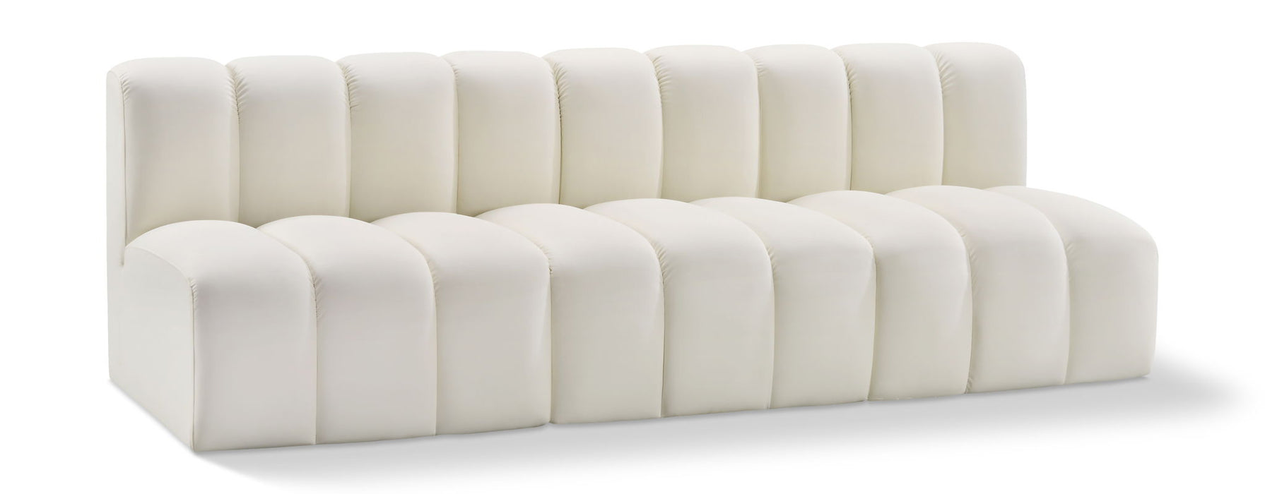 Arc 89.5" Vegan Leather Upholstered 3pc. Modular Sectional