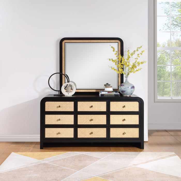 Siena 38" W X 40" H Ash Wood And Natural Cane Frame Mirror