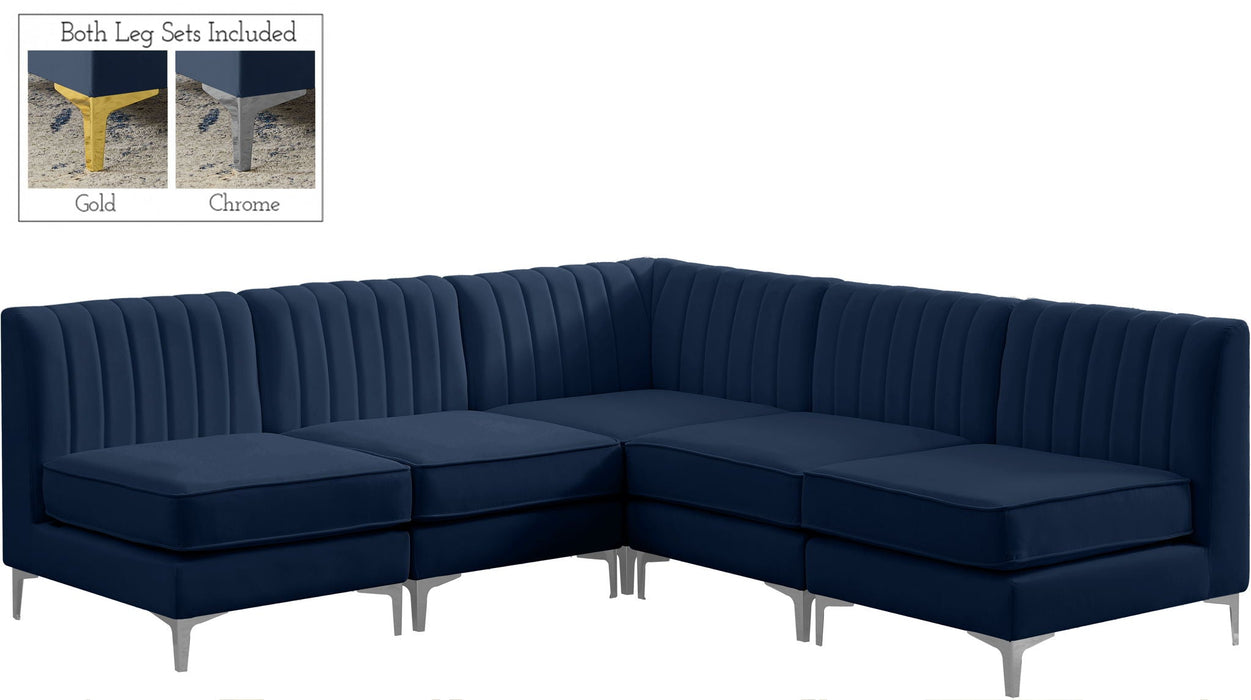 Alina 84.5" Velvet Upholstered 5pc. Modular Sectional