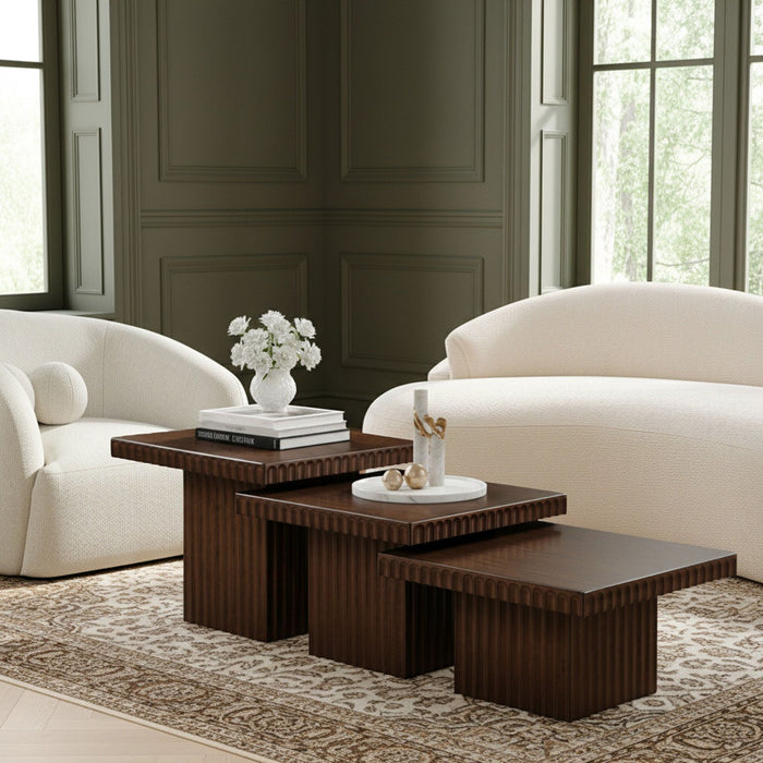 Spencer Solid Wood And Oak Veneer 3 Piece Coffee Table