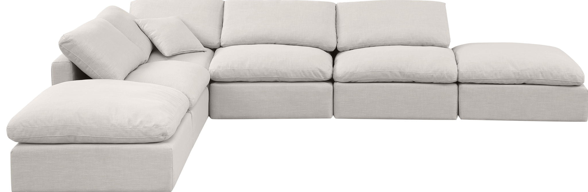 Indulge 140" Linen Textured Fabric Upholstered 6pc. Modular Sectional