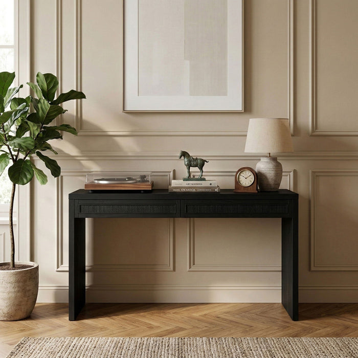 Avro Cane, Solid Wood And Oak Veneer Desk