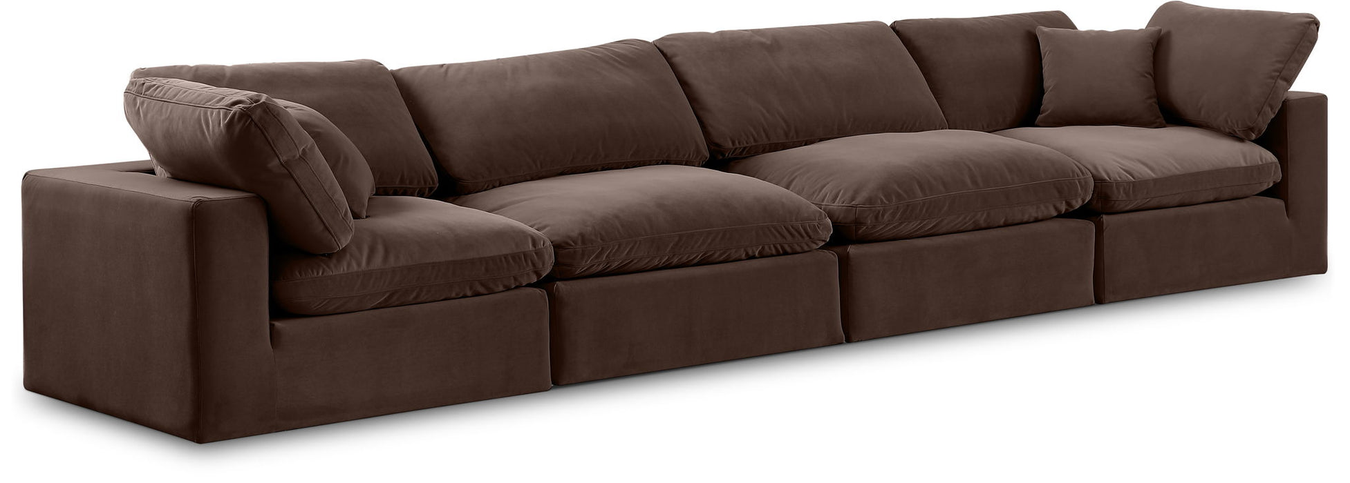 Comfy 158" Velvet Upholstered 4pc. Modular Sofa