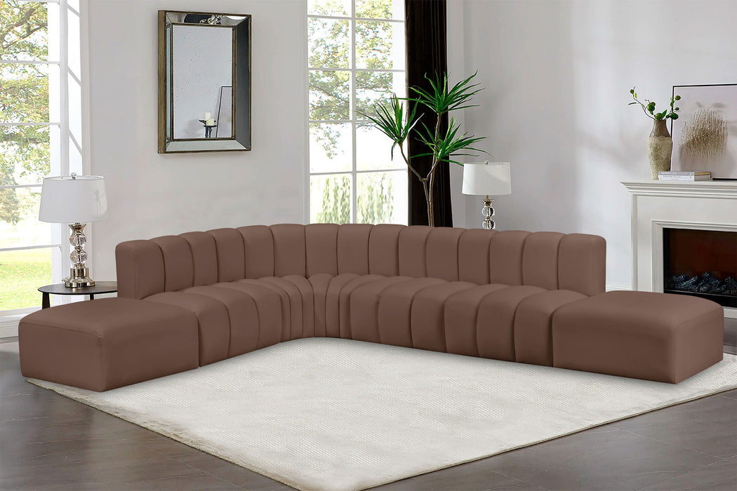 Arc 172" Vegan Leather Upholstered 7pc. Modular Sectional