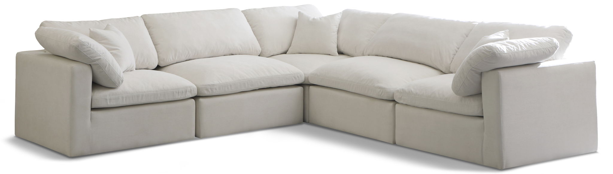 Plush 105" Velvet Upholstered Standard Comfort 5pc. Modular Sectional