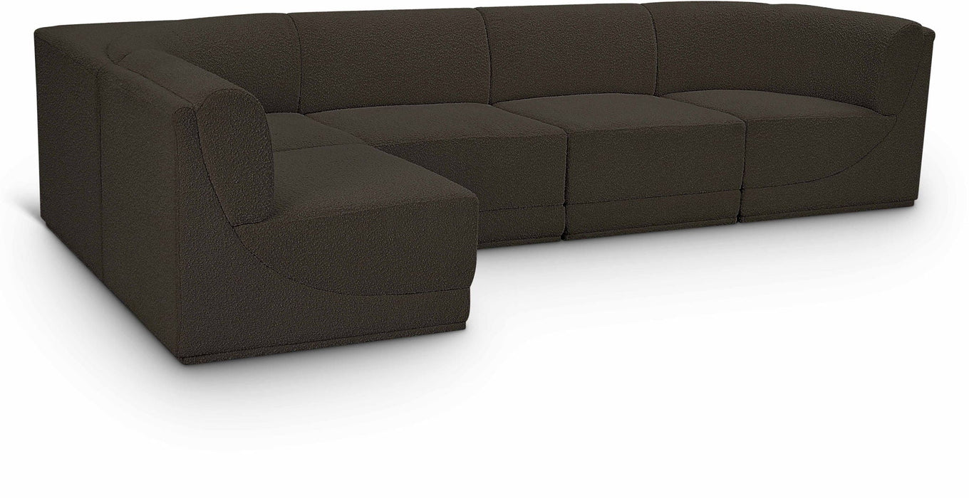Ollie 128" Boucle Fabric Upholstered 5pc. Modular Sectional