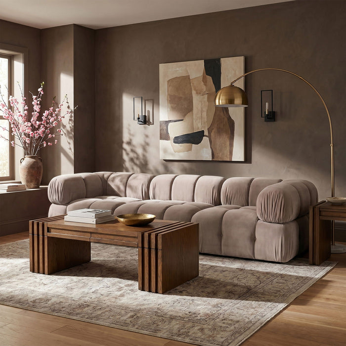 Orin 111" Velvet Performance Fabric Upholstered 3 Pc. Modular Sofa