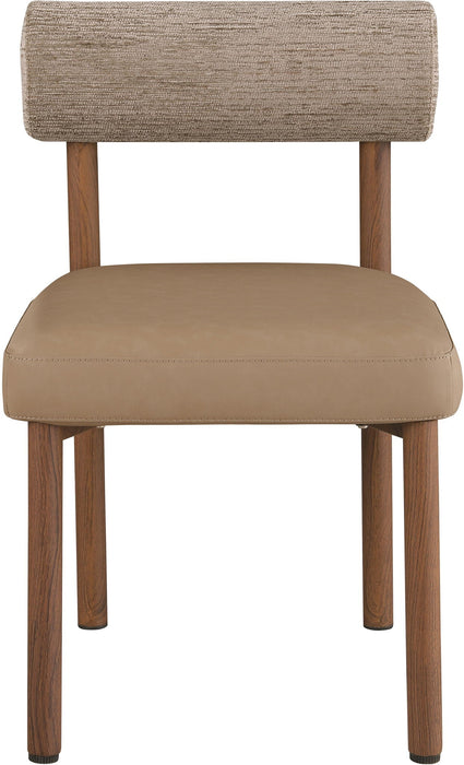 Silla de comedor tapizada de chenilla y de cuero vegano Paramo