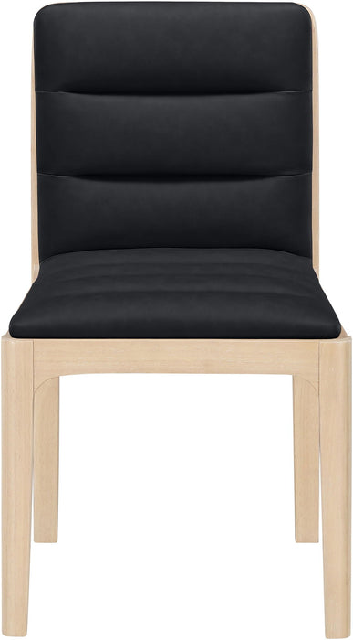 Silla de comedor tapizada de rejilla y de cuero vegano Ellis