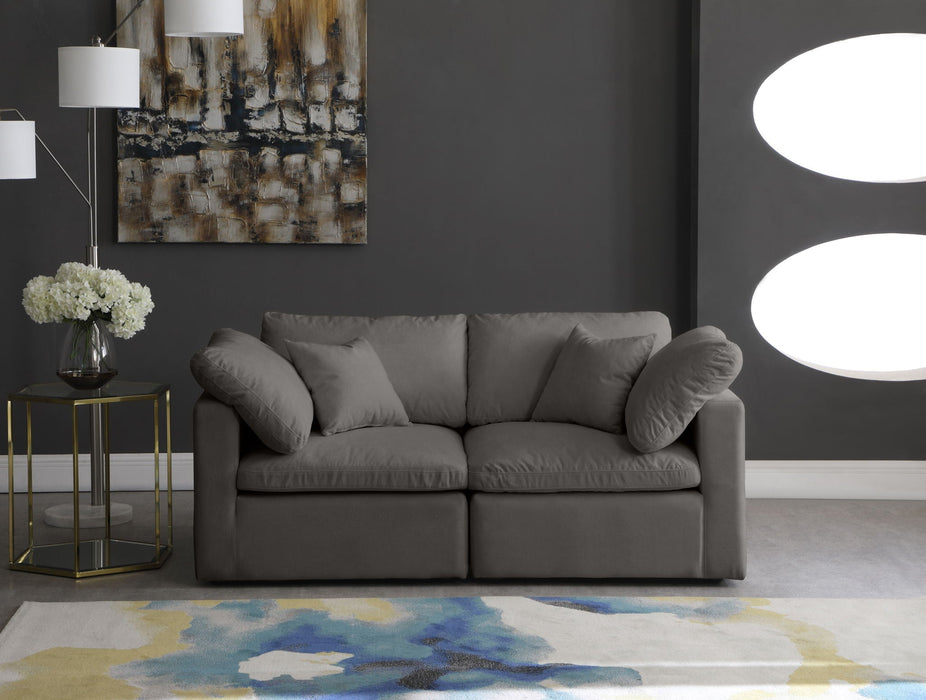 Plush 70" Velvet Upholstered Standard Comfort 2pc. Modular Loveseat