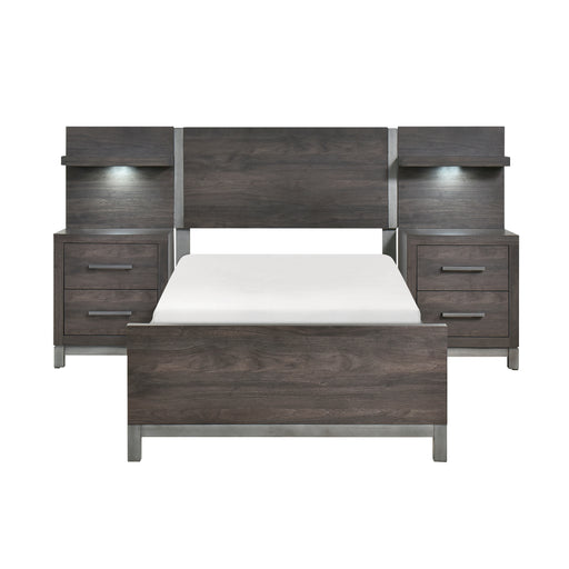 Zephyr 5pc Set Twin Wall Bed (TB+2NS+2NS-P) - Gray