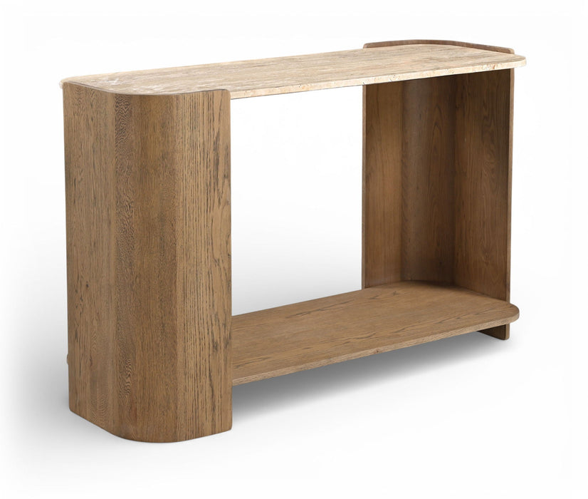 Calabria Genuine Marble And Oak Wood Console Table