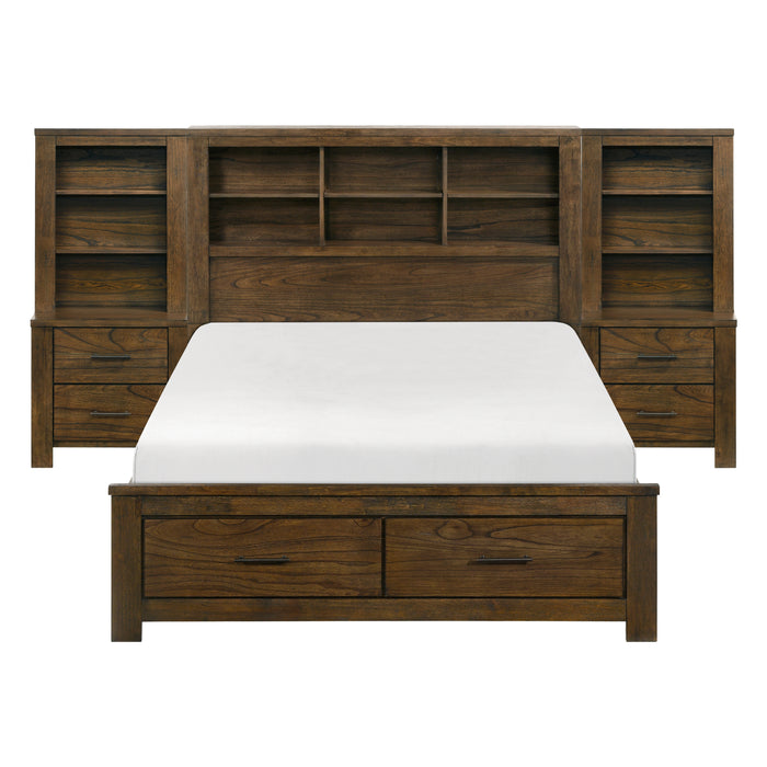 1592K 5pc Set Eastern King Wall Platform Bed (EKB+2NS+2NS-P)
