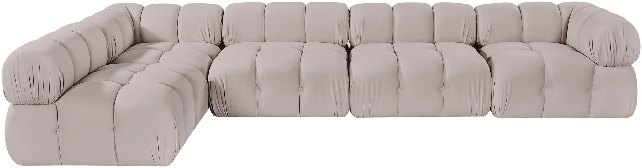 Orin 148" Velvet Performance Fabric Upholstered 5 Pc. Modular Sectional