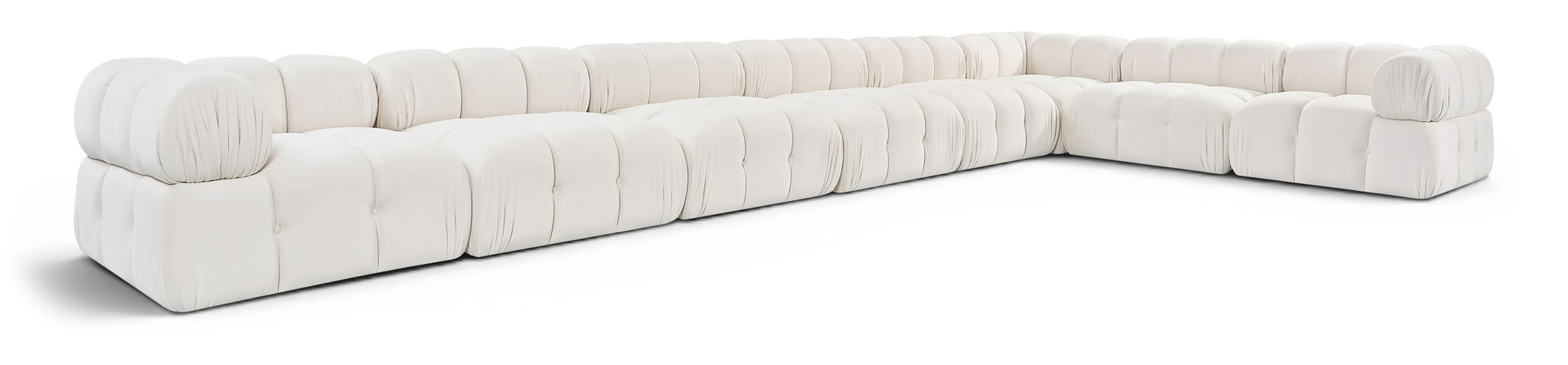 Orin 222" Velvet Performance Fabric Upholstered 8 Pc. Modular Sectional