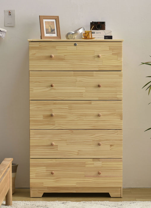 Pine Jumbo Chest 5-Drawers