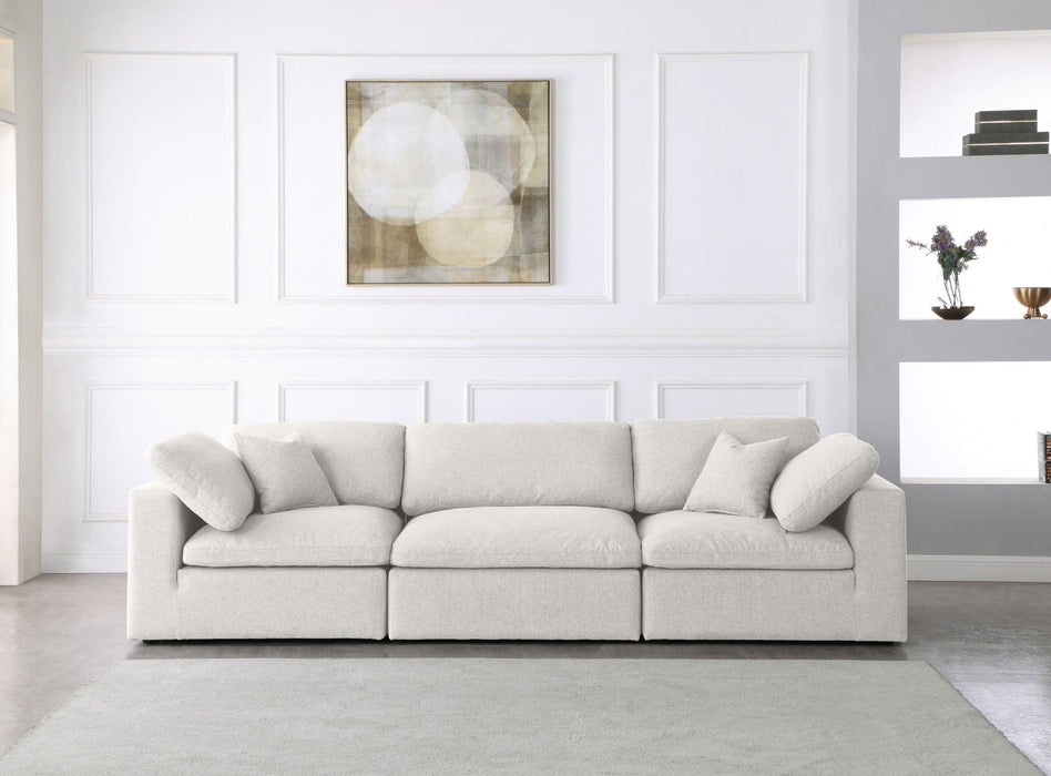 Serene 119" Linen Textured Fabric Upholstered Deluxe Comfort 3pc. Modular Sofa
