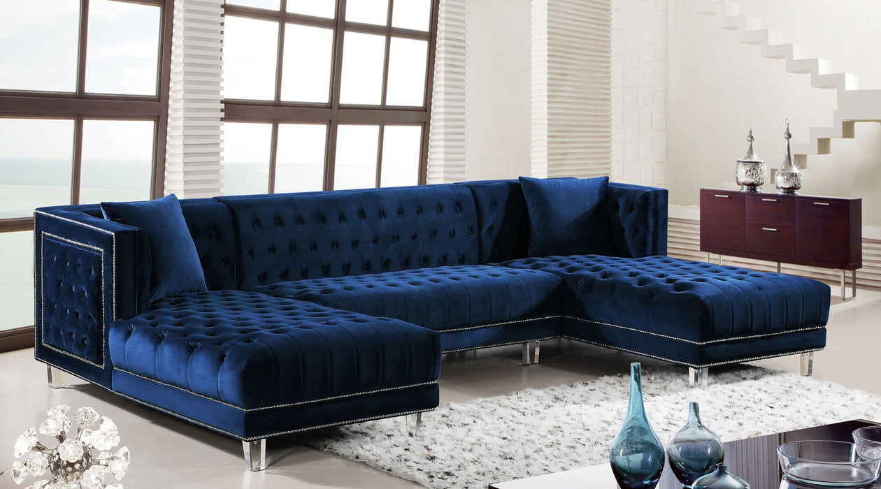 Moda 127" Velvet Upholstered 3pc. Sectional
