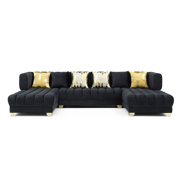 Marigold U-Shaped Velvet Sectional Sofa in Cream