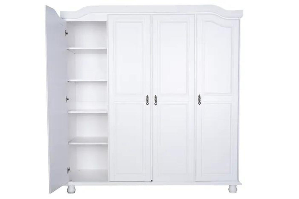 8203 - 100% Solid Wood Kyle 4-Door Wardrobe With Optional Shelves