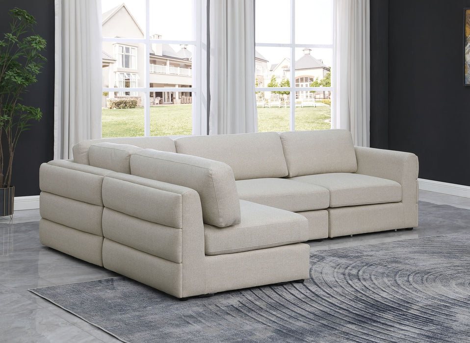 Seccional modular tapizado de tela con textura de lino Beckham de 114" de 4 piezas