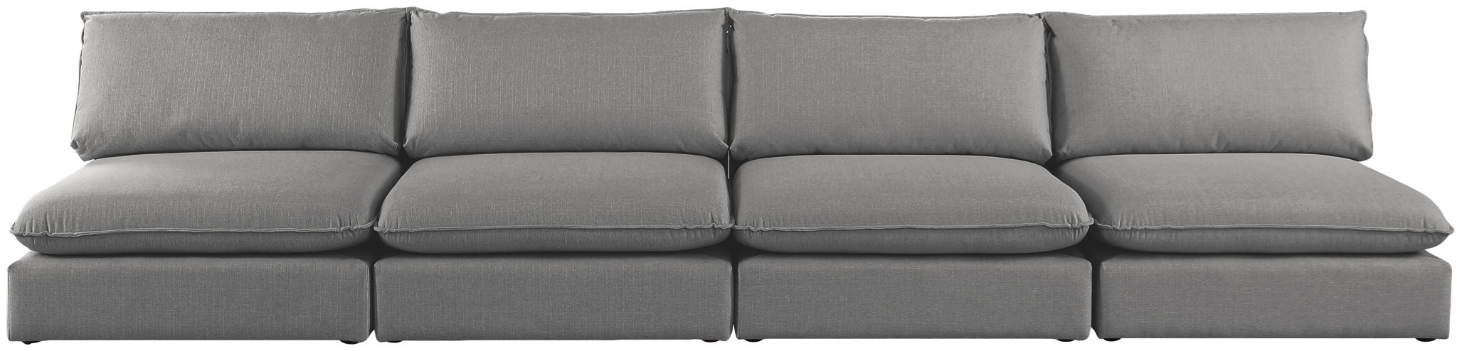 Mackenzie 160" Linen Textured Fabric Upholstered 4pc. Armless Modular Sofa