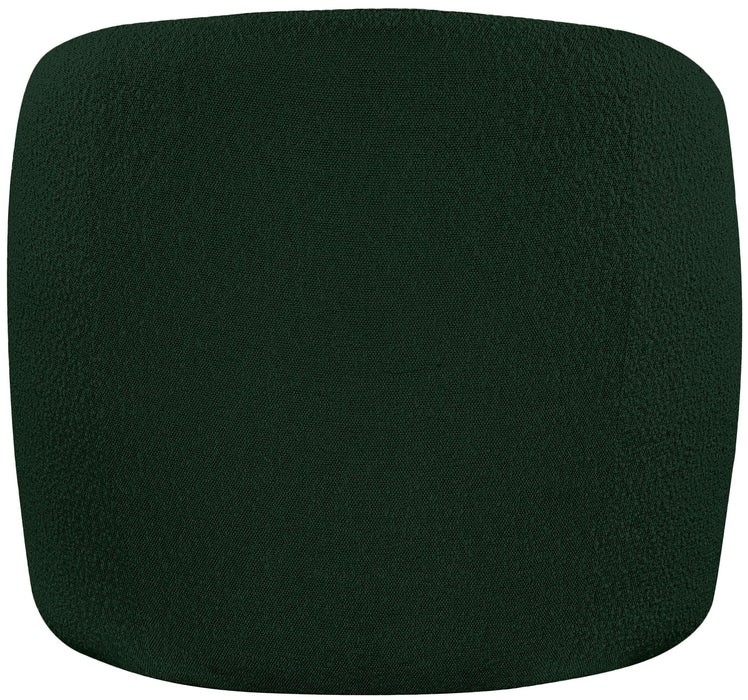 Sillón decorativo tapizado de bouclé y de cuero vegano Acadia