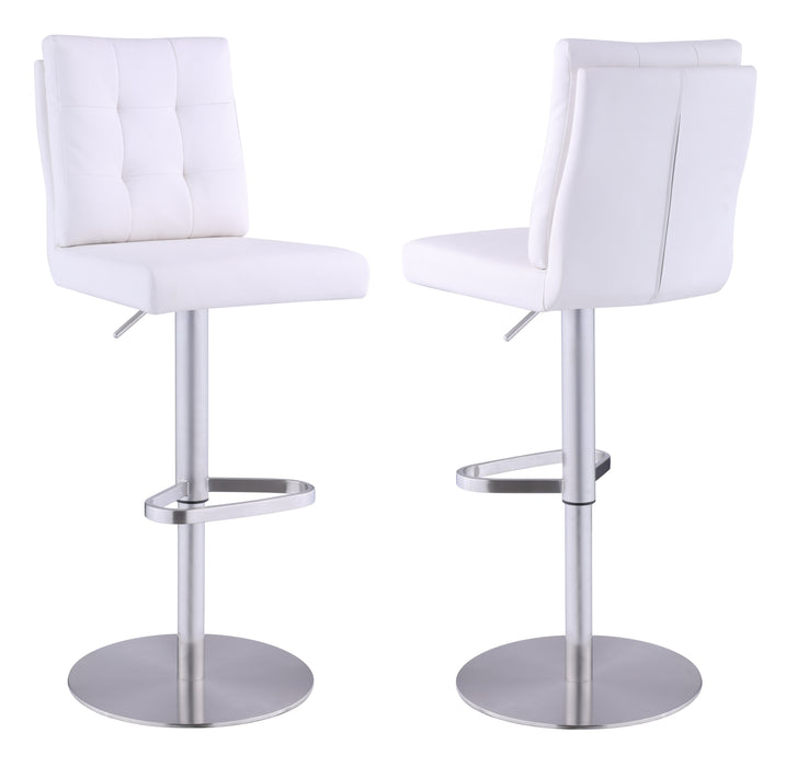 Tufted Back Pneumatic-Adjustable Stool 1716-AS-WHT