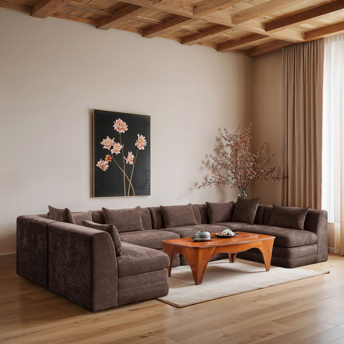 Stellar 152" Chenille Fabric Upholstered 6Pc. Modular Sectional