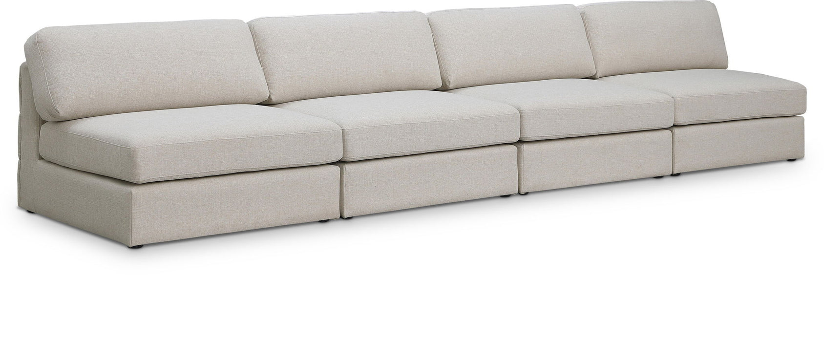 Beckham 152" Linen Textured Fabric Upholstered 4pc. Armless Modular Sofa